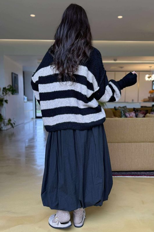 Big Softie Block Stripe Cobain Knit Black